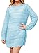 CharmWM Girls Long Sleeve Swimsuit Cover Up Kids Fashion Crochet Swim Coverup Beach Dress 5-14 Years Sky Blue