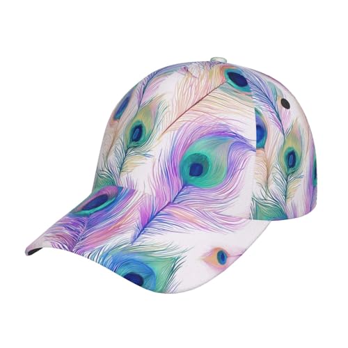 Casquette de baseball avec plumes de paon colorées Mexpekil pour homme et femme