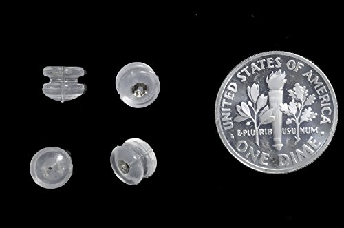 Ugems Silicone & 14K White Gold Earring Backs Padded Mushroom Style For Thinner Posts 2 Pairs #TOP1