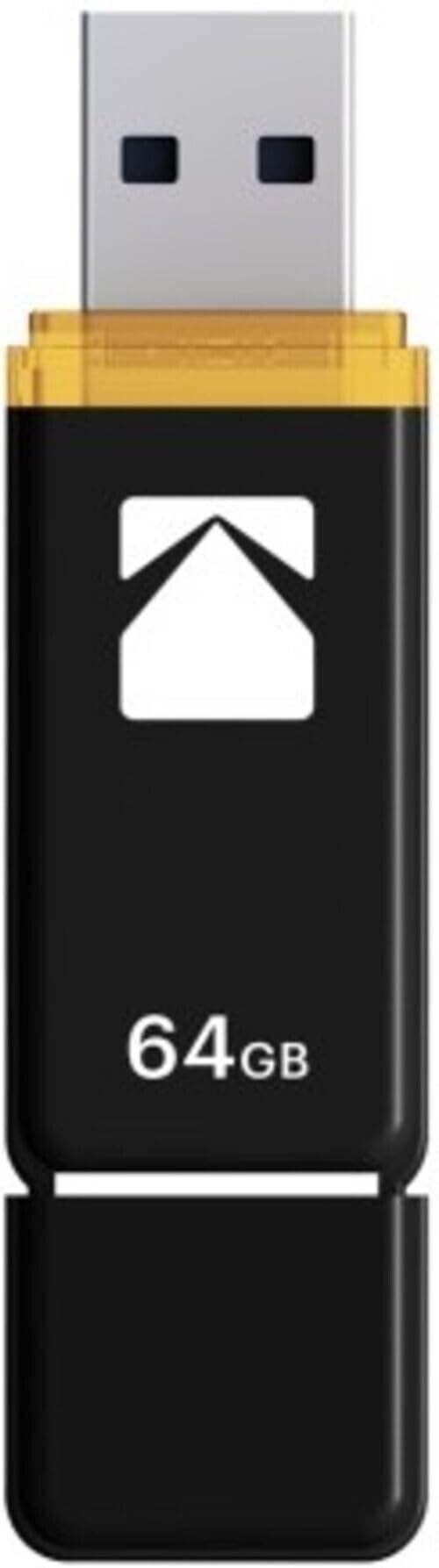 Kodak Classic K100 Cap and Body Series - Interfaz USB 3.2 Gen 1 de 64 GB con velocidad de lectura de hasta 20 MB/s y velocidad de escritura de hasta 10 MB/s (paquete de 20)