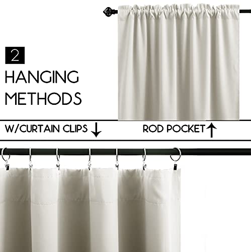 Image of KOUFALL Kitchen Curtains Cafe Curtain Tiers Short Blackout Small Curtains for Bathroom Window Wide 34 X 30 Length Cream White Beige