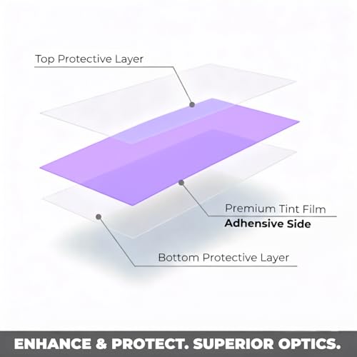Image of KOMAS 12 inch X 48 inch Tint Vinyl Film Sticker Sheet Roll for Car Headlight, Tail Lights, Fog Lights with Squeegee + Cutter (Glossy Purple)