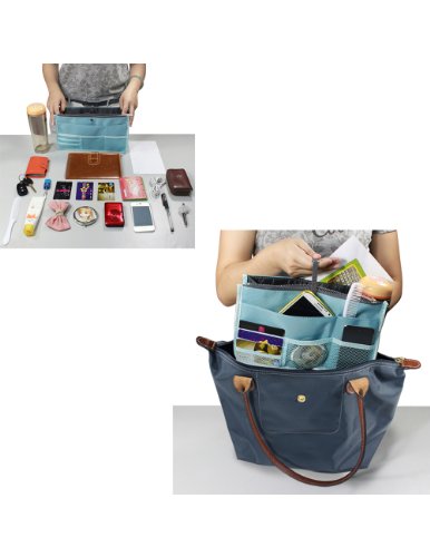 Dahlia Women Patented Handbag Purse Organizer Insert - Version 2 Tidy Gray #TOP5
