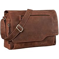 STILORD 'Marvin' Bolso Bandolera de Piel para Hombre y Mujer Bolsa de Mensajero para portátil de 15,6' Maletín Unisex de auténtico Cuero Vintage, Color:Veleta - marrón
