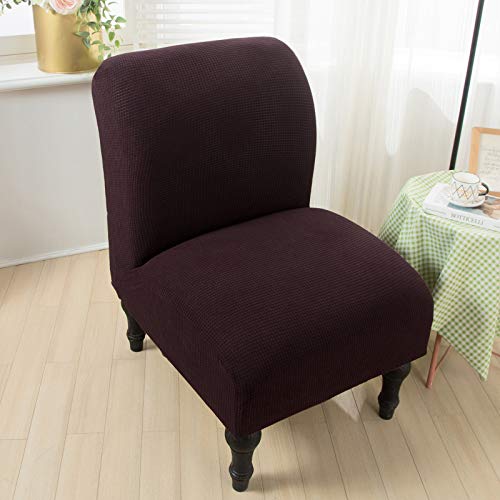 NIBESSER Armless Chair Slipcovers, Accent Chair Cover Stretch Textured Plaid Water-Repellent Chair Covers Furniture Protector Covers Removable Washable for Living Room Hotel (Coffee)