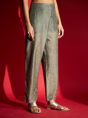 Image of Naixa Women's Pure Muslin Printed and Embroidered Straight Kurta with Pant and Dupatta Set (R-Taniya)