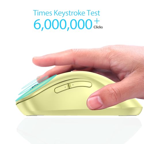 Image of memzuoix 2.4G Wireless Mouse, 1400 DPI Computer Mice USB Receiver, Portable Wireless USB Mouse Battery Powered Cordless Mice for Laptop, PC, Desktop, 5 Buttons (Light Yellow)