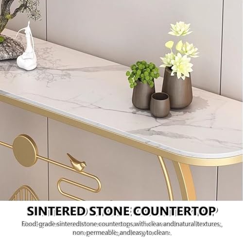 Mesa decorativa de pasillo en piedra sinterizada con acabado premium estilo granja 5