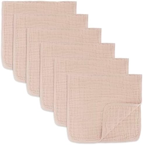 Comfy Cubs Muslin Cloths for Baby, Baby Essentials, Burp Cloths, Muslin Squares, 100% Cotton, Hand Washcloths 6 Layers Extra Absorbent and Soft (White, Pack of 6)