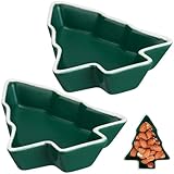 BESTYASH Christmas Tree Ceramic Snack Trays 2Pcs Multi-Function Candy Dishes Dry Fruit Plates for Home Kitchen Dining and Entertaining