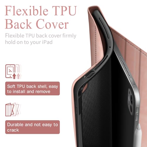 Image of Antbox for iPad Pro 13 Inch Case M5 2025 /M4 2024 PU Leather, Pink | Built-in Pencil Holder, Supports Pencil Pro /(USB-C), Auto Sleep /Wake Function