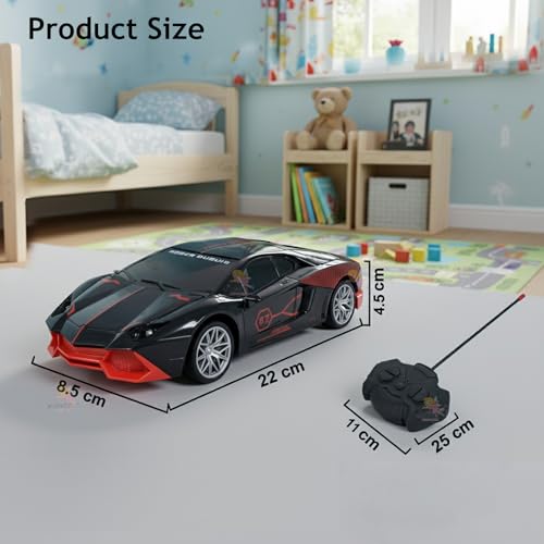 Image of Wishkey Remote Control Car Toy Super High Speed Racing Car with Stylish Looks & Modern Design,RC Vehicle Toy for Kids Age 4+ Years Black-Red, (Pack of 1)