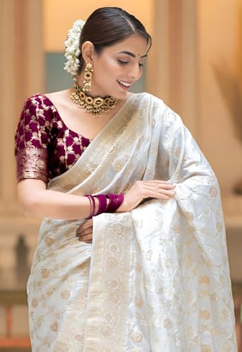 Image of Yashika Women's Pure Kanjivaram Silk Saree Soft Banarasi Style Wedding With Blouse Piece | Saree For Women | New Sari