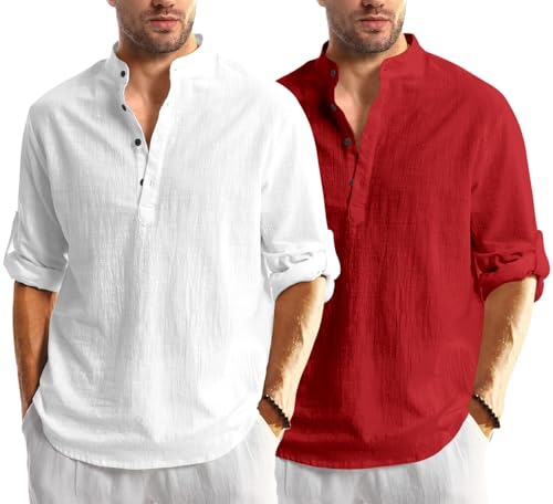 Image of Combo of Men Solid Cotton Blend Straight Kurta Shirt Pack of 2