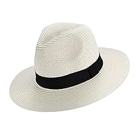 Eight Space Women Men Panama Hat, Rollable UV Sun Hat, Wide Brim Straw Hat, Fedora Hat, Beach Summer Hat, Comfortable 50+ Skin-Friendly (Weiß)