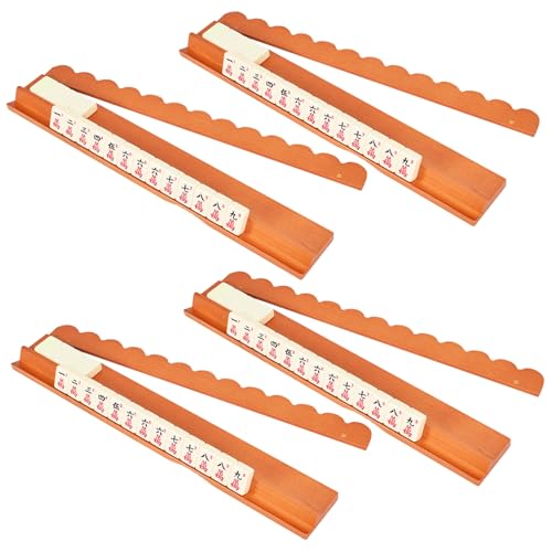 Poussoirs supports de Mahjong avec rail en bois naturel ondulé pour joueurs exigeants