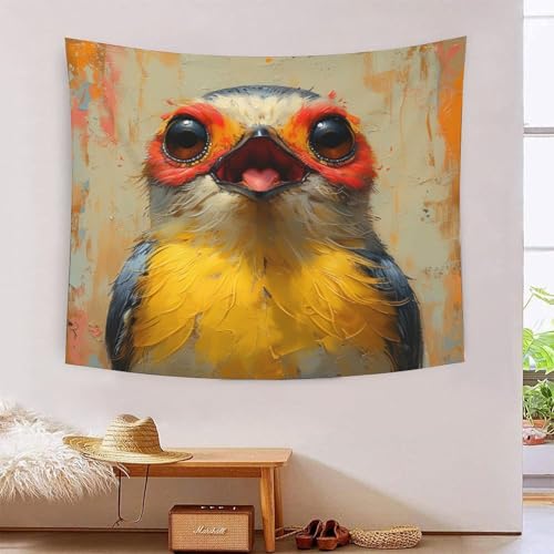 Tapisserie murale effet 3D Robin en tissu haut de gamme pour grand art mural salon