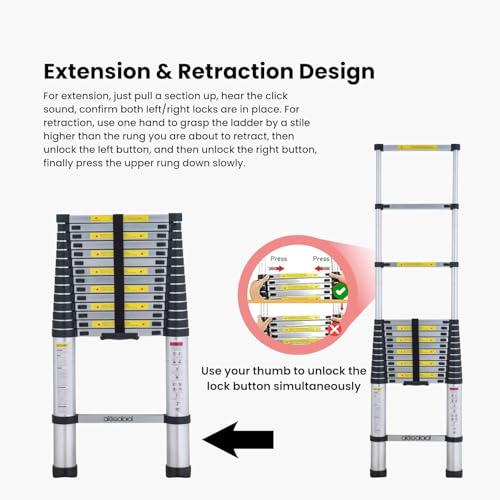 Image of Bigapple Aluminium Folding Step Ladder Portable and Compact (16.5 Feet (5 Meter))