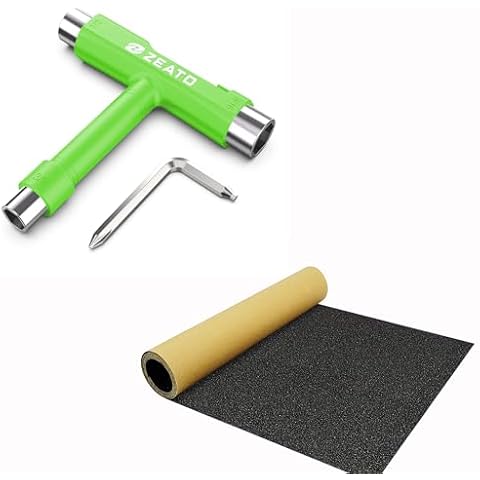 Zeato Multi-Function Skatboard T Tool and Grip Tape Sandpaper Sheet Cover