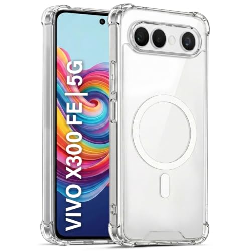 Image of TRUEUPGRADE Back Cover for Vivo X300 FE 5G Non Mag-Safe Transparent PC + TPU Bumper Case with Magnetic Print Shockproof Protection (Transparent Mag-Safe)
