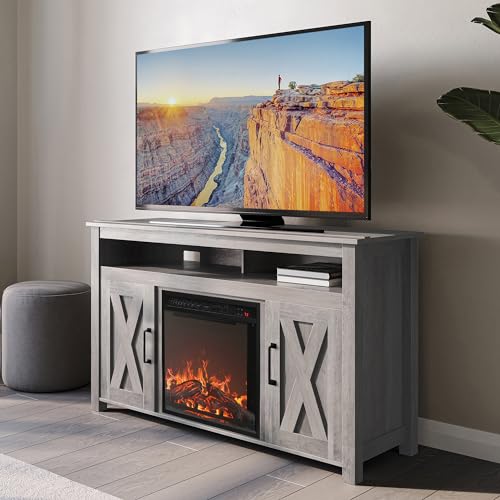Belleze Corin Electric Fireplace with Remote Control for TVs up to 55 Inches - Grey - Image 3