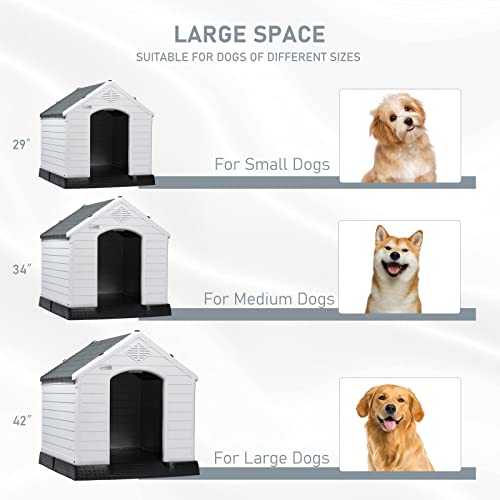 Lemberi Durable Waterproof Plastic Dog House For Small To Large Sized Dogs, Indoor Outdoor Doghouse Puppy Shelter With Elevated Floor, Easy To Assemble,Ventilation Design Dog Home #TOP4