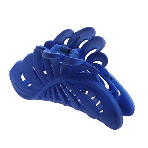 5 Inch Large Jaw Clip Hair Claw With Leaf Design - Pearlized Blue #TOP27