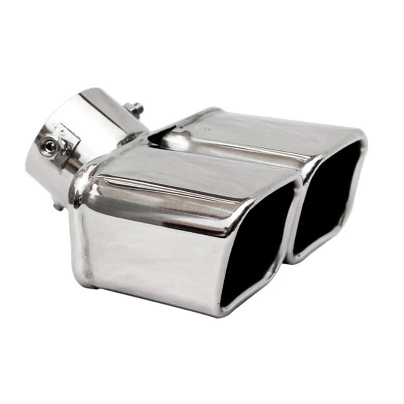 Tuyau d'échappement voiture coudé argent 60mm avec embout double carré universel