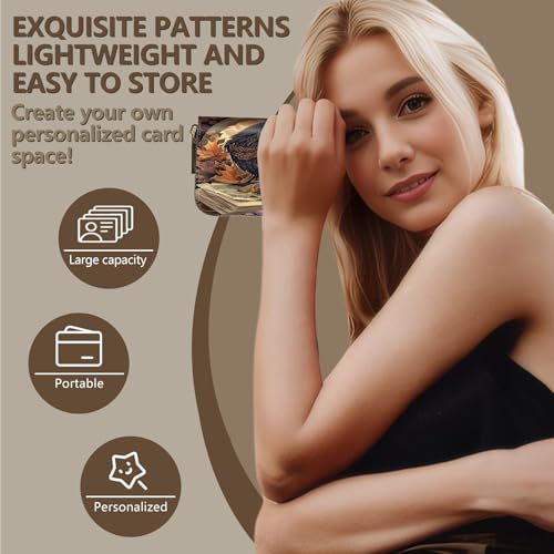 Credit Card Holder Wallet for Women, Credit Card Wallet with Zipper Design and Double-Sided Mirror, Crow Book Card Wallet Women Fashionable, A Lovely Souvenir for Friend2