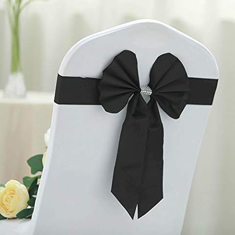 Wedding Venue Shop Satin Bow Chair Sashes | Black | With Ring Buckle | Pack of 5 Cover