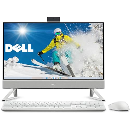 Image of Dell Inspiron All-in-One Desktop Computer, 27 inch FHD Low Blue Light Display, Ultra-Quiet Design, 13th Gen 10 Core Intel i5-1334U, 16GB DDR5 Memory, 512GB PCIe SSD, White Wireless KB & Mouse, Windows 11