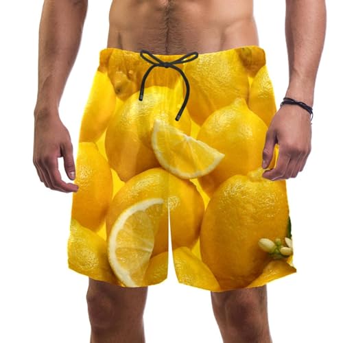 Short de bain homme citrons en tissu à séchage rapide pour la plage