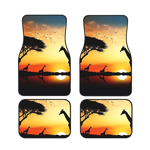 Tapis de sol girafe et coucher de soleil pour illuminer l'habitacle auto des femmes