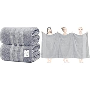 S B 2 X Super Jumbo Bath Sheets (100 x 200 cm) Premium 100% Egyptian Cotton Extra Large Bath Sheet Towel Set Highly Absorbent & Quick Dry Hotel Quality Towels (Silver)