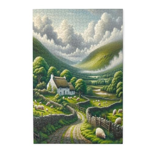 Countryside Scene in Ireland 1000 Pieces Jigsaw Puzzles 1000 Piece Puzzle for Adults 1000 Piece Gift for Women Men 29.5x19.7 Inch -  lxjlhcl, FM-241203-342