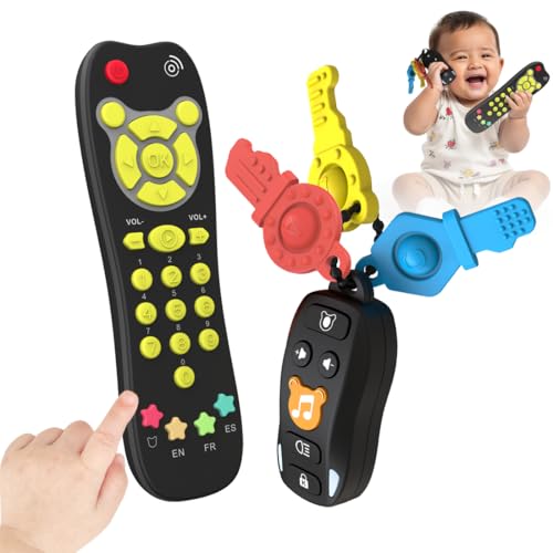 Baby Toy Car Keys Baby Remote Control Toy Set, Toddlers Pretend Toy Key and TV Remote with Sounds Lights Interactive Musical Sensory Learning Toys...