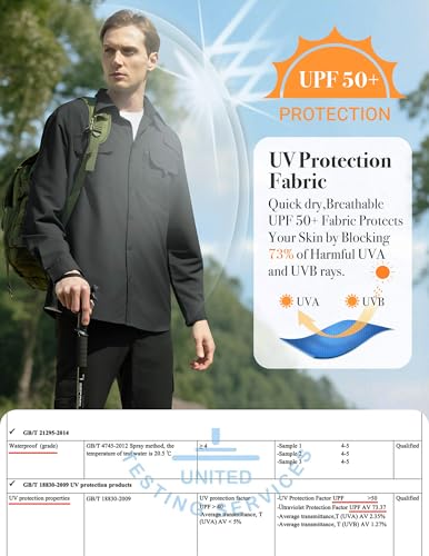 WULFUL Men's Sun Protection Fishing Shirts UPF 50+ UV Lightweight Quick Dry Cooling Button Down Shirts for Work Hiking Safari2