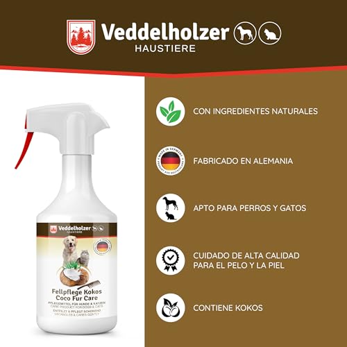 Miniatura 2 de Veddelholzer 250ml Spray Desenredante Perros Coco Para El Cuidado Del Pelo De Perros Y Gatos. Espray Desenredante Para Perros, Gatos, Cachorros, Pelaje, Accesorios Para Gatos, Perfumes Para Perros