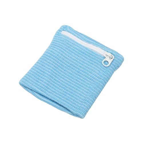 YELARXI Wrist Wallet Wristband with Zipper,Cotton Wrist Band Sky Blue