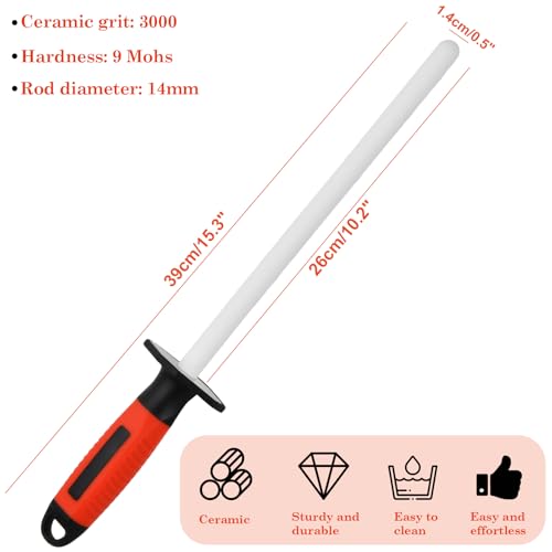 Miniatura 2 de Wisebom Varilla Afiladora De Cuchillos Profesional Chaira De Cerámica Chaira De Diamante Tamaño De Grano 400 1000 Afilador De Cuchillos De Acero Ideal Para Valiosos Cuchillos De Cocina 10 Pulgadas
