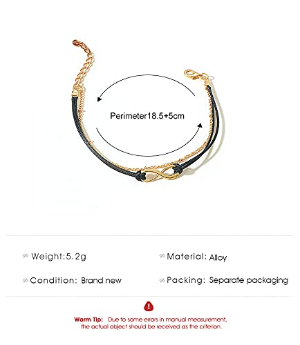 AININI Women Infinity Anklet Black Wave Ankle Bracelet Lucky Number Anklet String Ankle Bracelet Foot Chain Beach Anklet Bracelet for Women, Girls, Her,Anniversary Birthday Valentines (Pedant-Silver) - Image 3