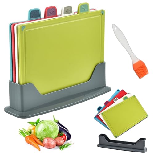 Opiniones y reviews de Tabla para picar los 10 mejores. 47 Tablas de Picar,Juego de 4 Tablas de Cortar para Cocina,Tablas para Picar Gruesas con Señaladores de Colores,con soporte de drenaje,Antideslizantes, Libres de BPA, Tablas para...
