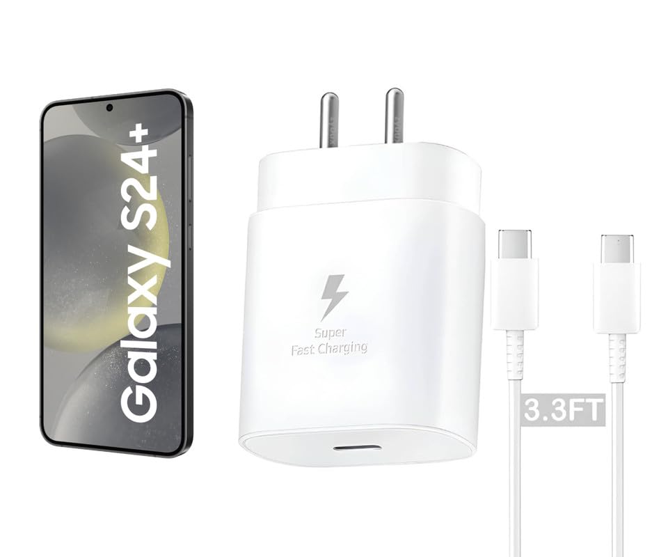 Image of Samsung 25W Type C Charger for Galaxy S24 5G | USB C to C Port Super Fast Charging Adapter for Galaxy Tab S9 Ultra /S9 Fe /S9 plus /S9 /A9 /A9 Plus /S8, 25 w Quick Mobile Phone Adaptor USB-C Device, White