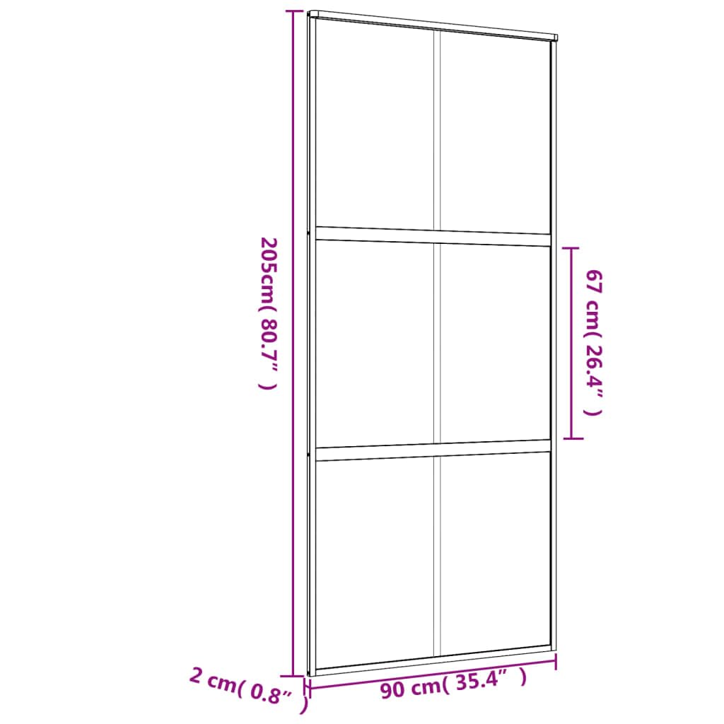 Drzwi przesuwne złote 90 x 205 cm, przezroczyste szkło ESG i aluminium, materiały budowlane, drzwi, drzwi domowe
