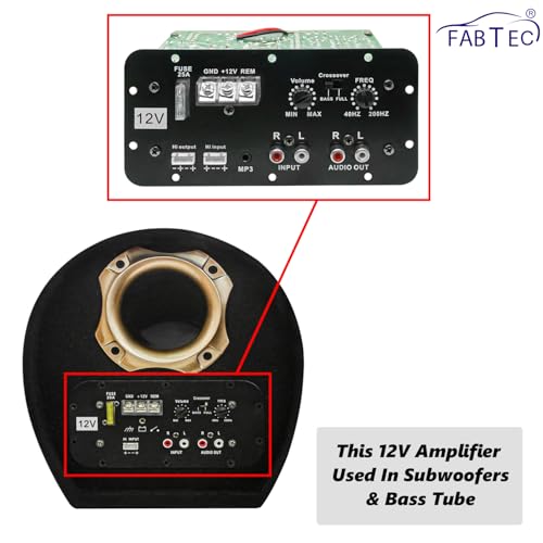 Image of FABTEC 12V Dual Channel 120W Car Audio Amplifier - High Performance Stereo /Mono Amp with Deep Bass Support, Subwoofer Compatible, Class AB Design with MOSFET Power System