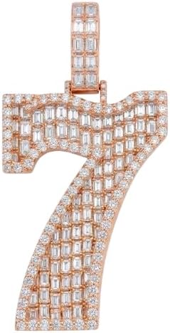 2.60Ct Moissanite Number 7 Custom Pendant – 14K Yellow Gold Plated Silver Men’s Necklace