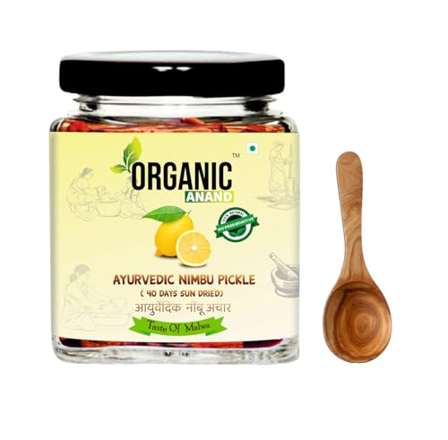 Image of Organic Anand Homemade Ayurvedic Lemon Pickle (40 Days Sun Dried) 250gram Nimbu ka Achaar, Flavourful, Delicious, Traditional Taste (Pack of 1)