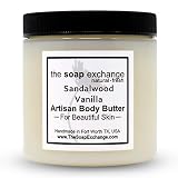 The Soap Exchange Body Butter - Sandalwood Vanilla Scent - Hand Crafted 4 fl oz / 120 ml Natural Art