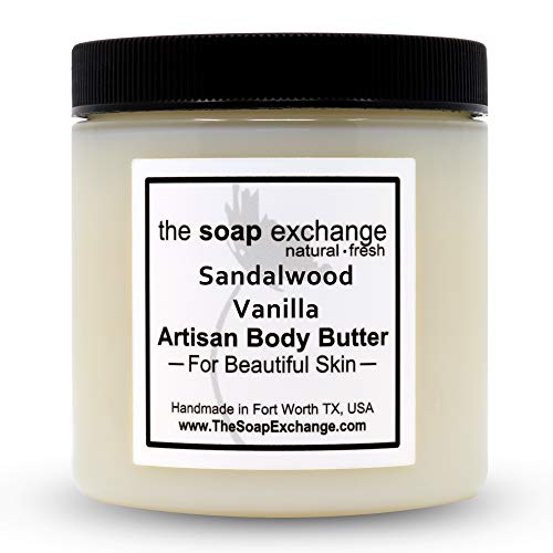The Soap Exchange Body Butter - Sandalwood Vanilla Scent - Hand Crafted 4 Fl Oz / 120 Ml Natural Artisan Skin Care, Shea Butter, Aloe Vera, Nourish, Moisturize, & Protect. Made In The Usa. #TOP25
