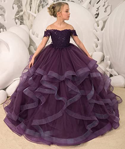 Girls Pageant Dress Tulle Flower Girl Dresses Ball Gown Appliques Communion Party Gowns2